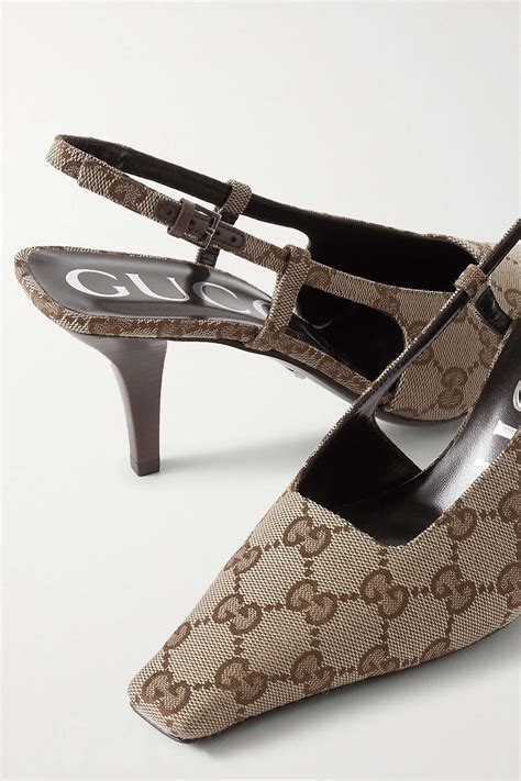 gucci canvas slingback|Gucci slingback heel pump.